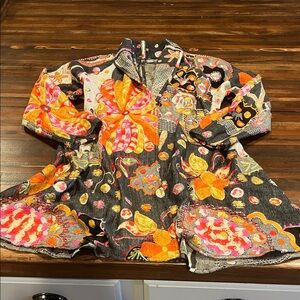 Anu Bohemian Embroidered Wool Floral Patterned Wrap Jacket